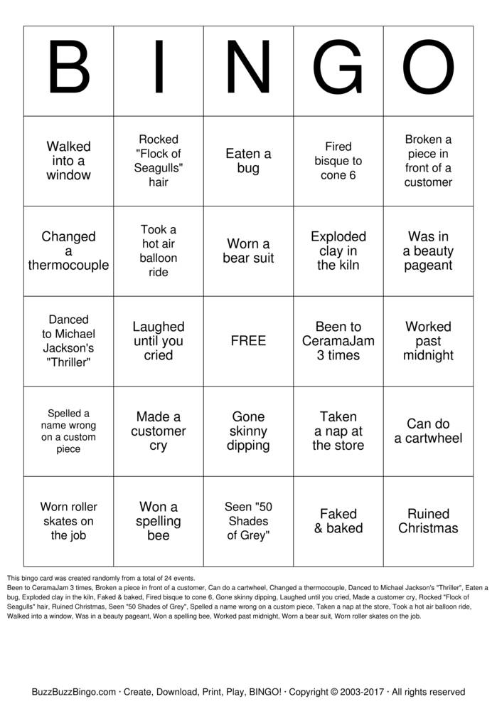 Download Free Custom Bingo Cards