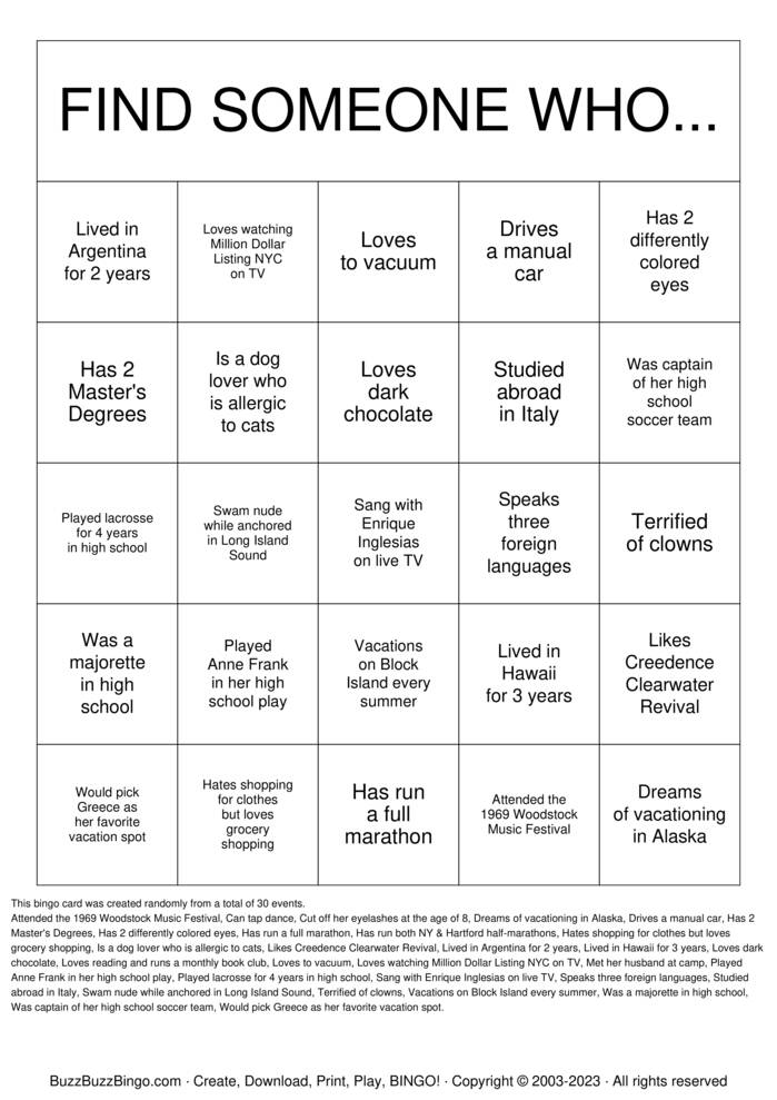Getting to Know you! Bingo Cards to Download, Print and Customize!