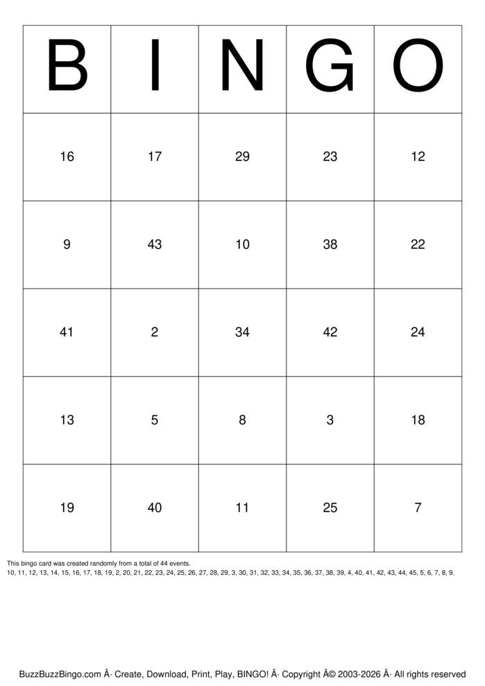 Download Free Numbers 1-34 Bingo Cards Download Free Numbers 1-34 Bingo Cards