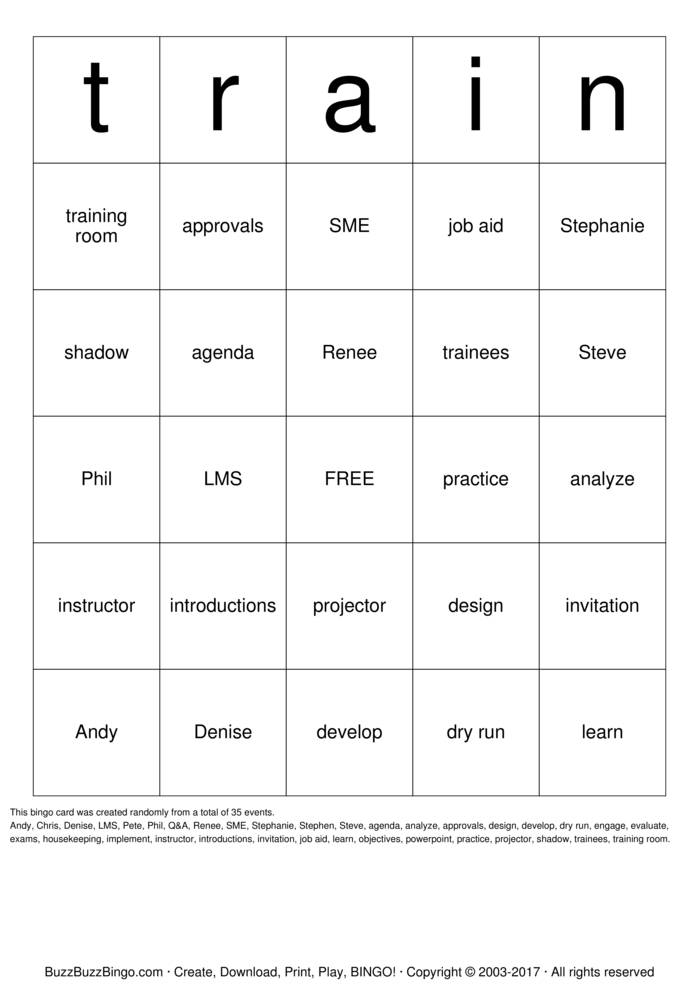 TRAIN Bingo Cards to Download, Print and Customize!
