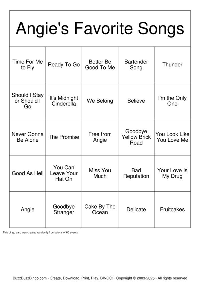 Download Free Angie's Faves Bingo Cards Download Free Angie's Faves Bingo Cards