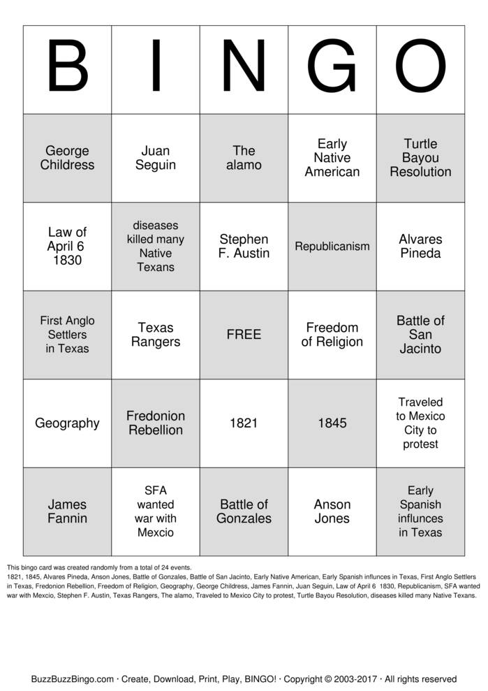Download Free Custom Bingo Cards