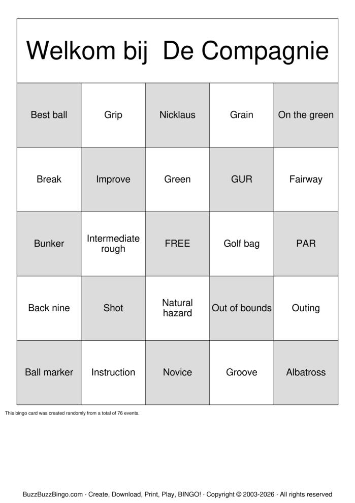 Download Free Golf Classic Bingo Cards Download Free Golf Classic Bingo Cards