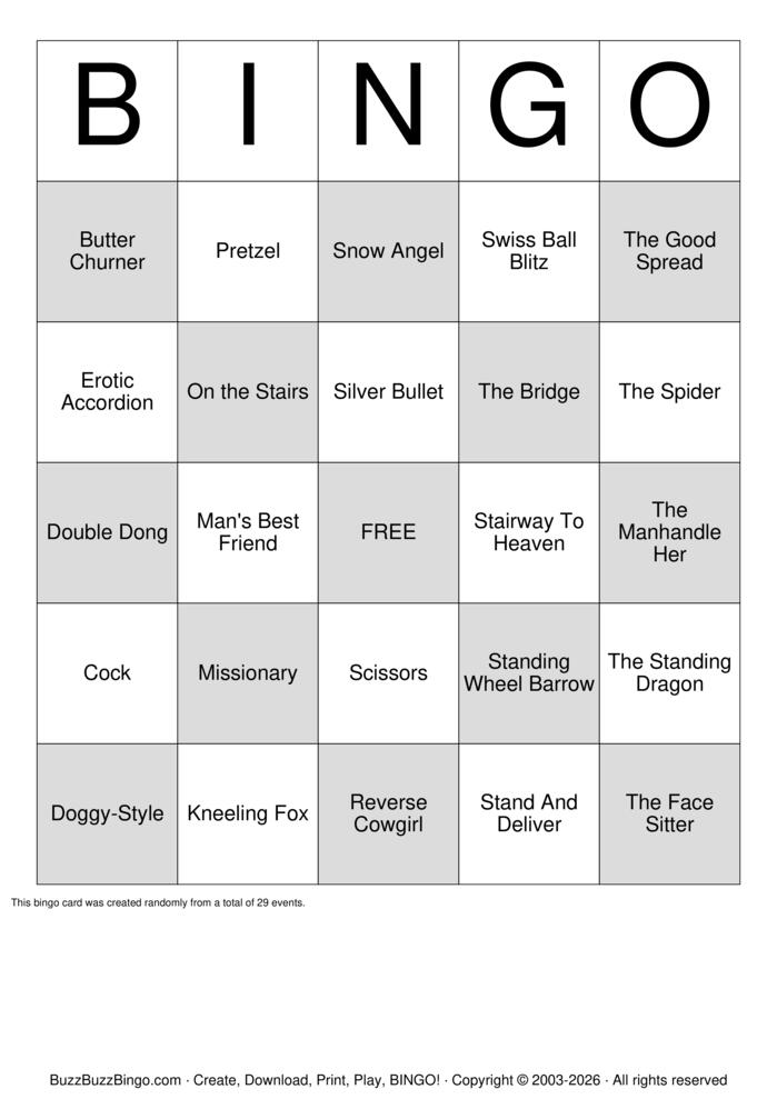 Download Free Kama Sutra Bingo Cards Download Free Kama Sutra Bingo Cards