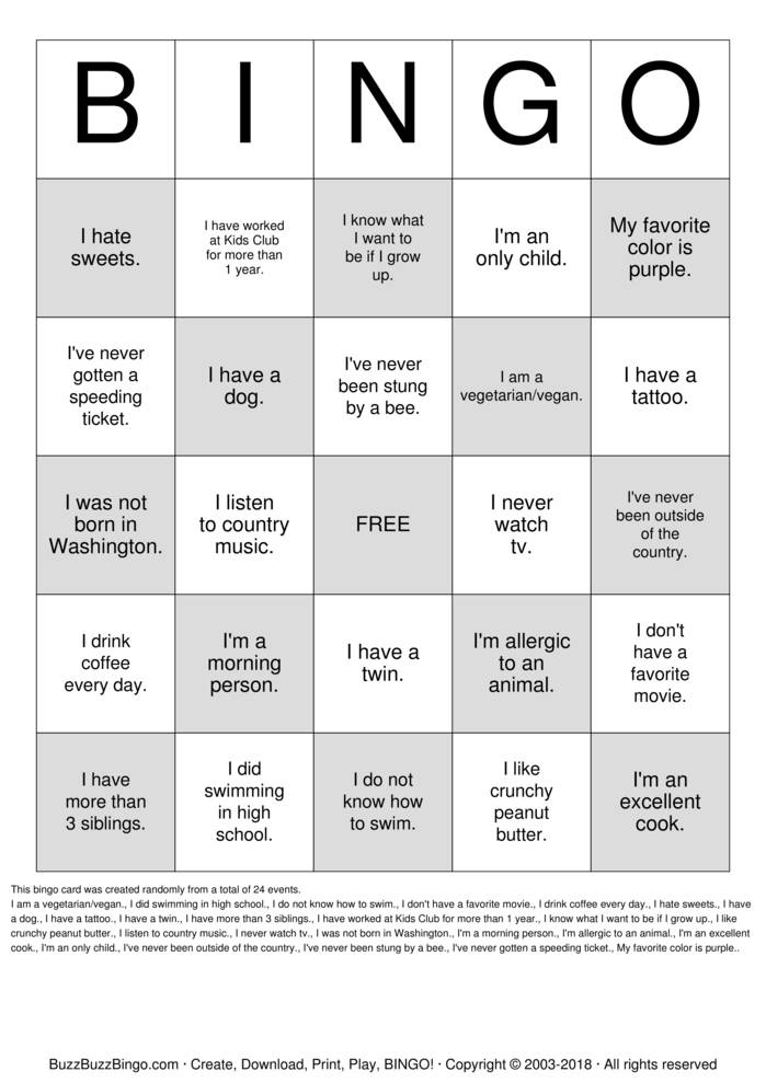 Kids Club Bingo Cards to Download, Print and Customize!