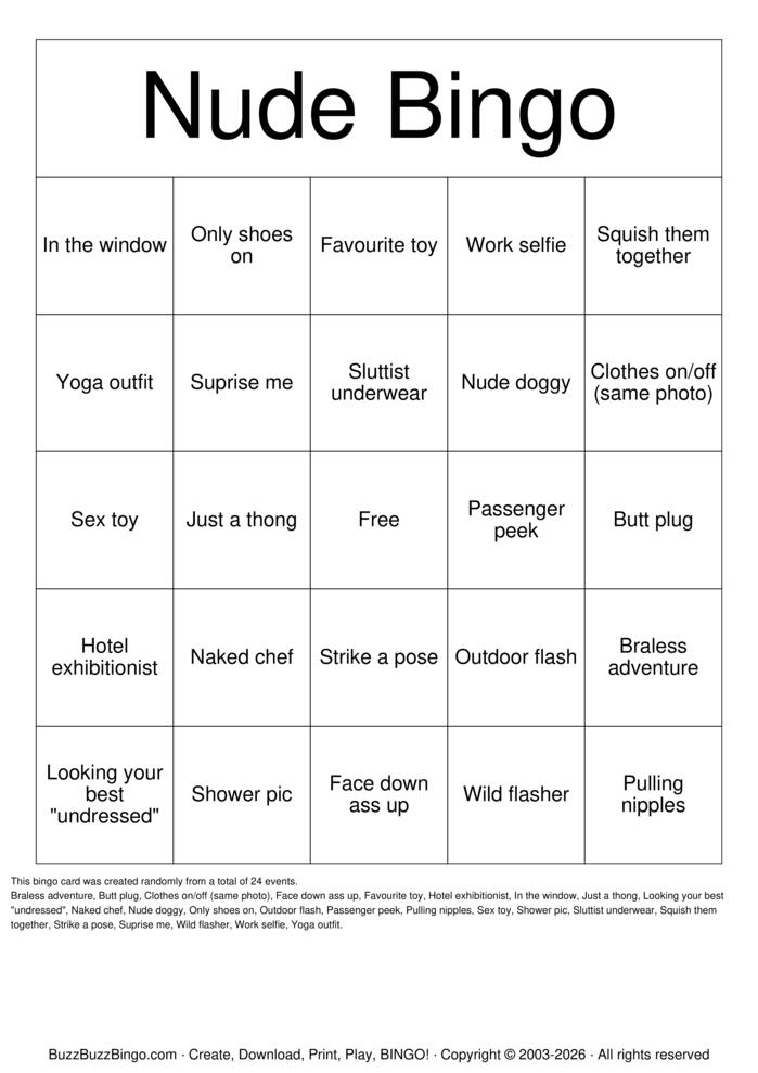 Download Free Nude Bingo Bingo Cards