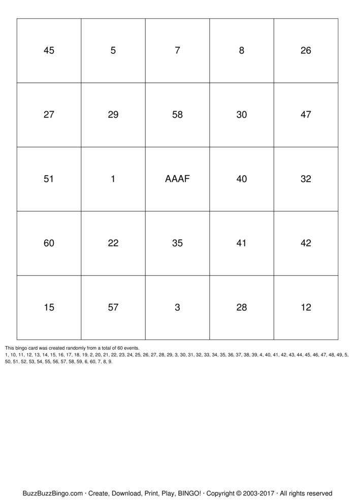 Numbers 1-60 Bingo Cards to Download, Print and Customize!