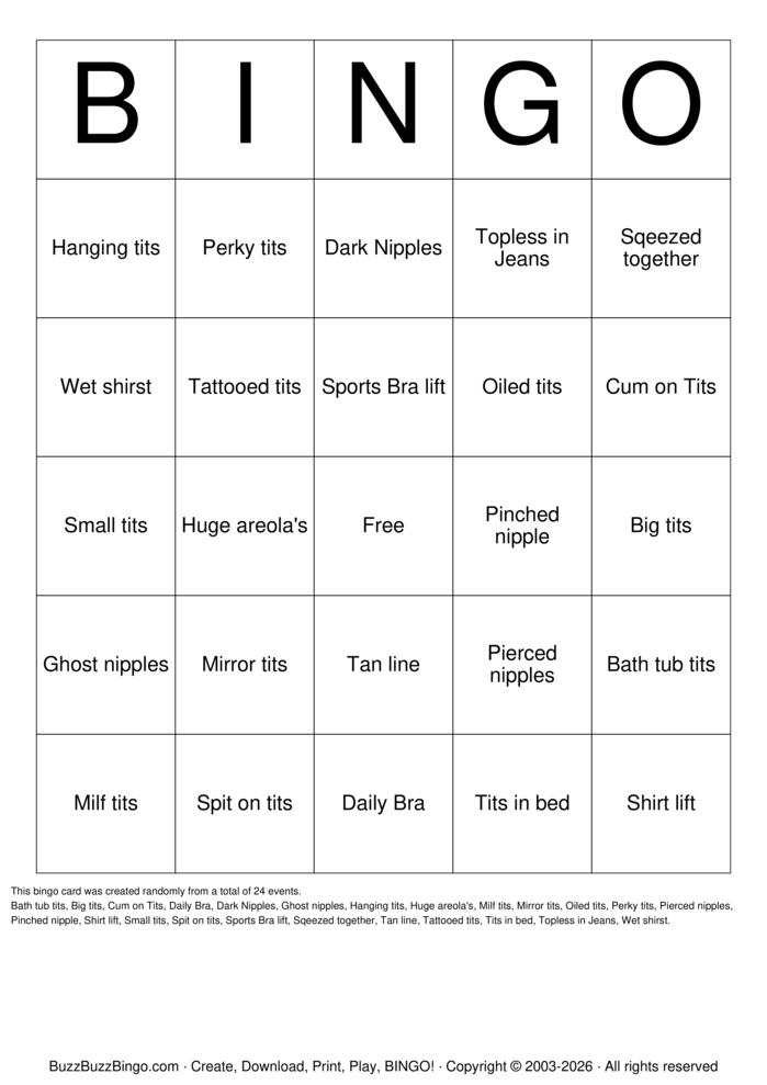 Download Free TITTY BINGO Bingo Cards