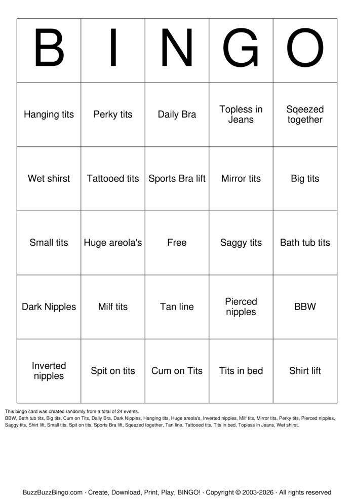 Download Free TITTY BINGO Bingo Cards Download Free TITTY BINGO Bingo Cards