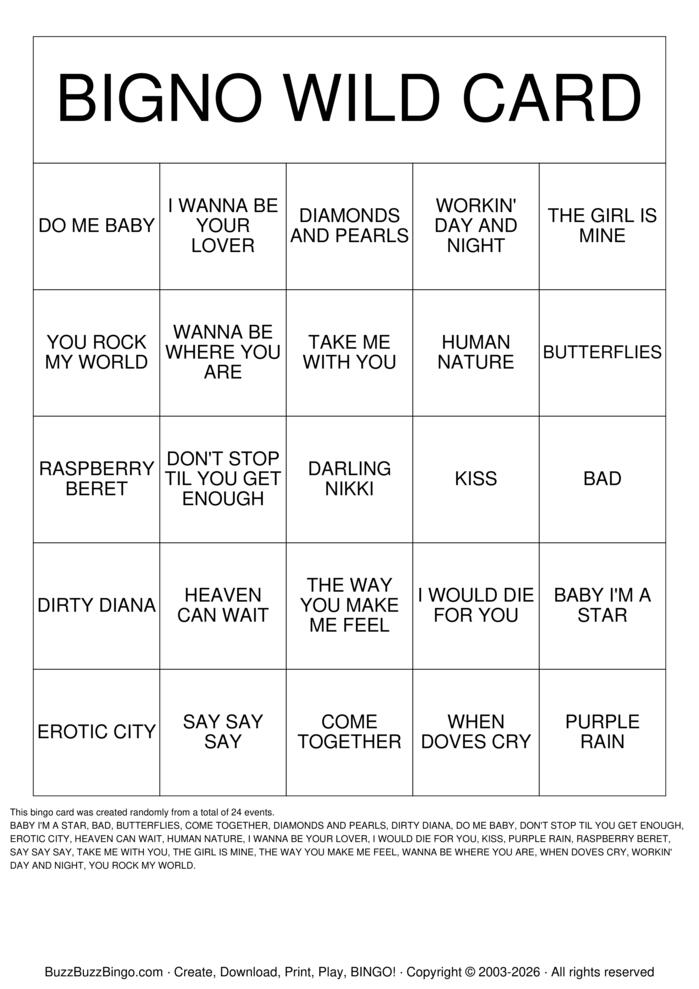 Download Free WILD CARD Bingo Cards