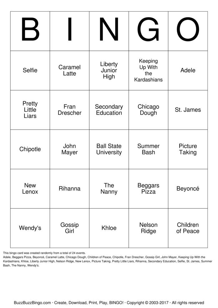 Download Free All About Tamera Bingo Cards Download Free All About Tamera Bingo Cards
