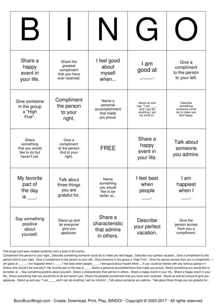 Download Free Custom Bingo Cards
