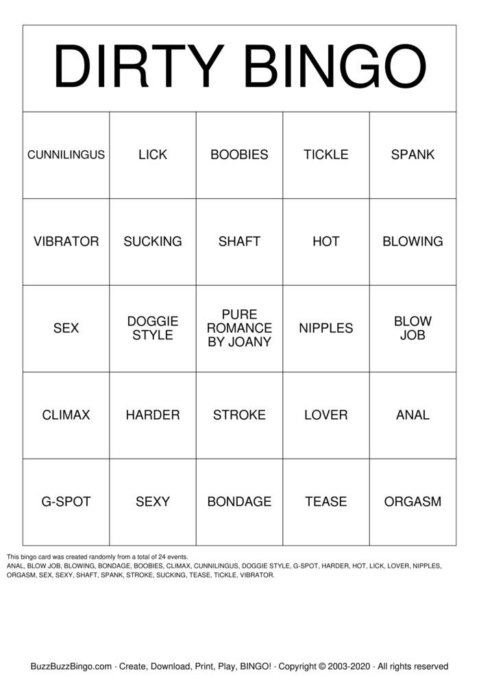 Download Free DIRTY BINGO Bingo Cards