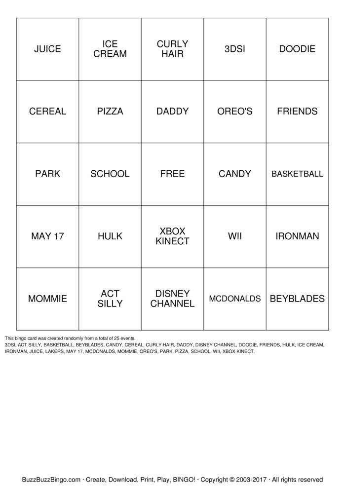 Download Free DUSTIN Bingo Cards Download Free DUSTIN Bingo Cards