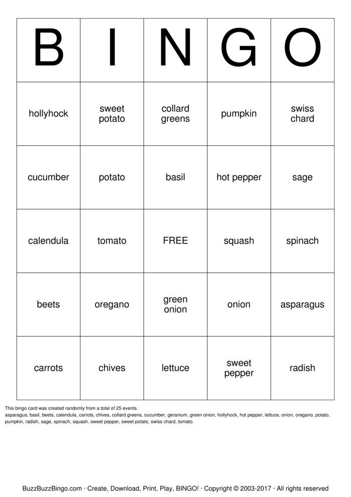 Garden Bingo Cards to Download, Print and Customize!