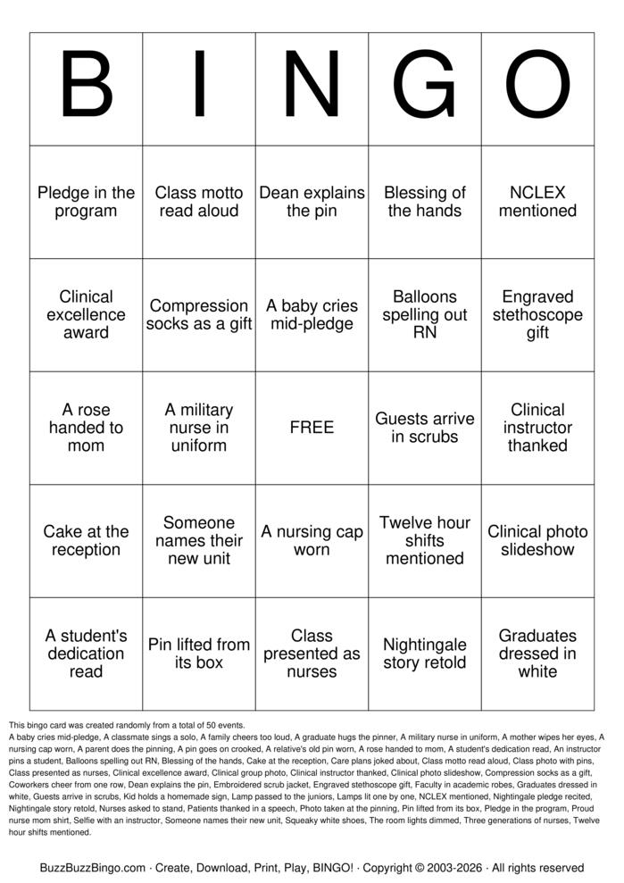 Download Free Nursing School Graduation Bingo Cards Download Free Nursing School Graduation Bingo Cards