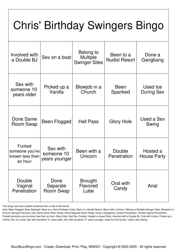 Download Free Swinger Bingo Bingo Cards Download Free Swinger Bingo Bingo Cards