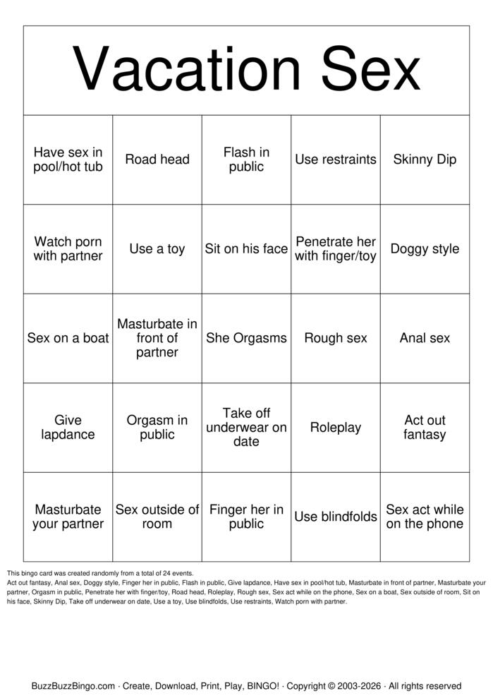 Download Free Vacation Sex Bingo Cards Download Free Vacation Sex Bingo Cards