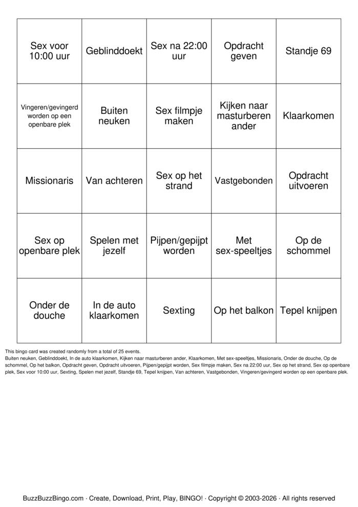Download Free Vakantie Sex Bingo Bingo Cards