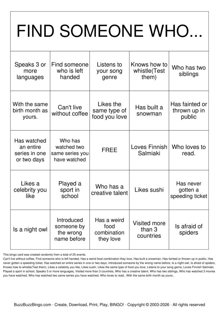Download Free Getting to Know You! Bingo Cards