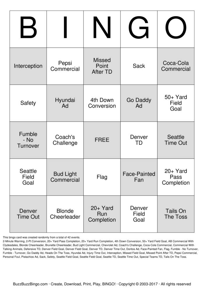 Download Free Harrison Superbowl Bingo Cards