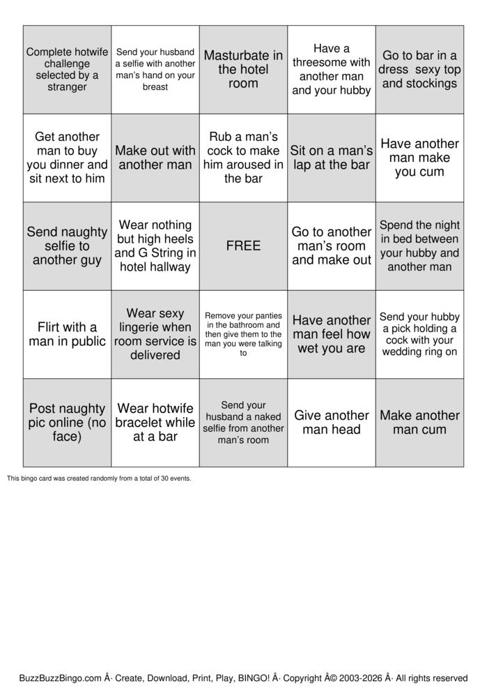 Download Free Hotwife Bingo Cards Download Free Hotwife Bingo Cards