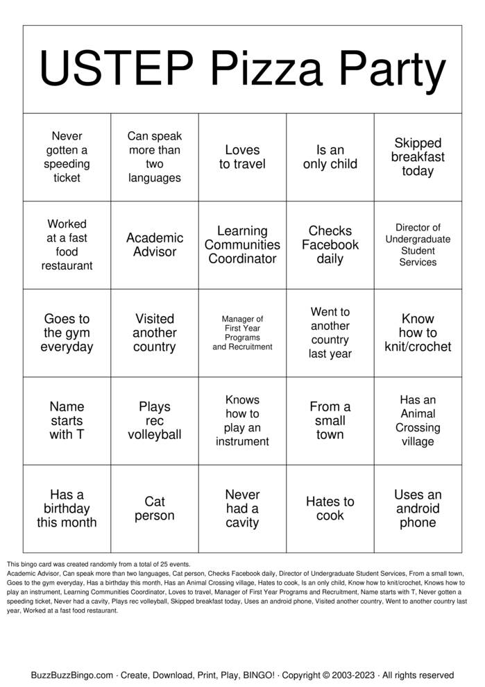 Download Free Mingle Bingo  Bingo Cards