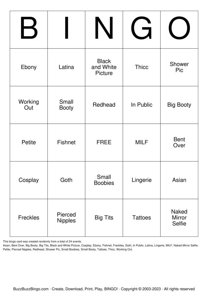 Download Free Naughty Bingo  Bingo Cards