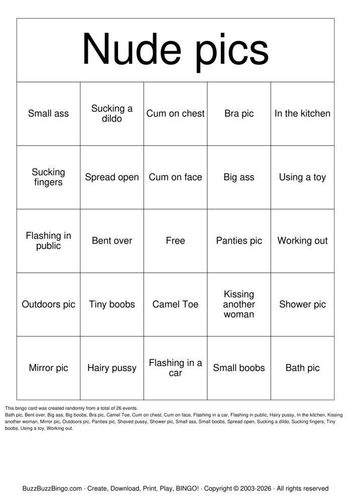 Download Free Nude Bingo Bingo Cards