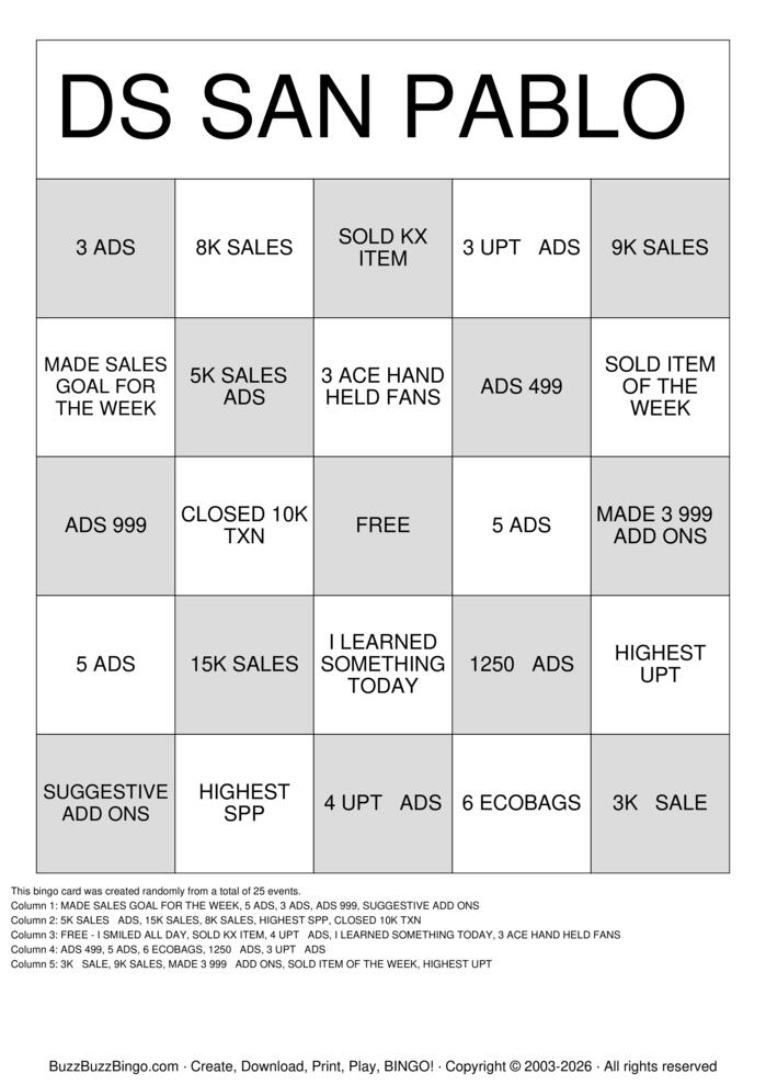 Download Free Retail Bingo Cards Download Free Retail Bingo Cards