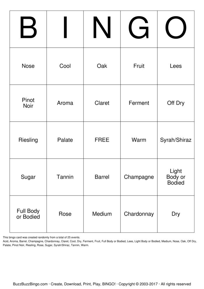 Wine Bingo Cards To Download Print And Customize 
