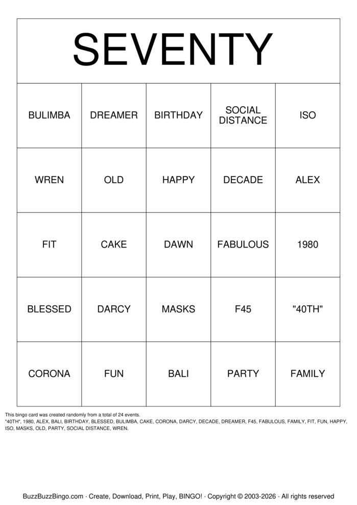 Download Free BIRTHDAY Bingo Cards