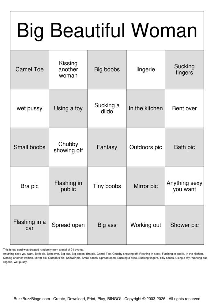 Download Free Big Beautiful Woman Bingo Cards Download Free Big Beautiful Woman Bingo Cards