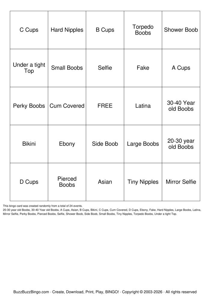 Download Free Boobs Bingo Cards Download Free Boobs Bingo Cards