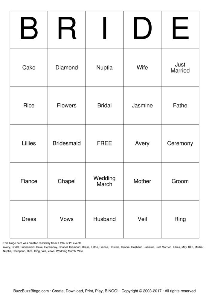 Bridal Shower Bingo Cards to Download, Print and Customize!
