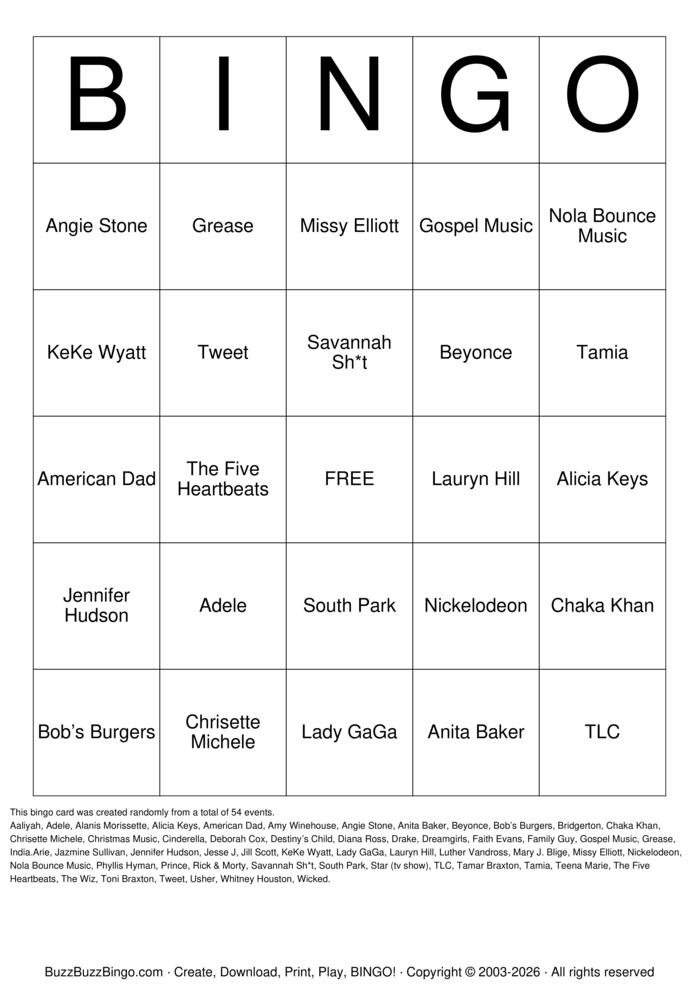 Download Free Chi Chi's Favorite Things Bingo Bingo Cards Download Free Chi Chi's Favorite Things Bingo Bingo Cards