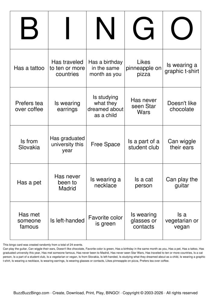 Download Free Custom Bingo Cards