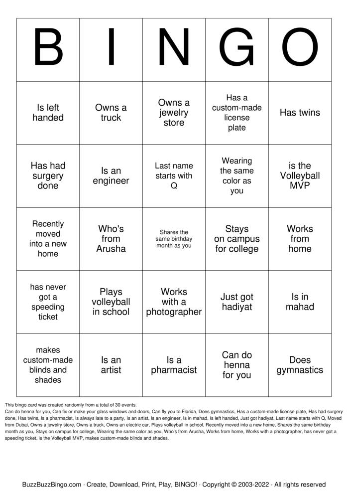 Find Someone Who... Bingo Cards to Download, Print and Customize!