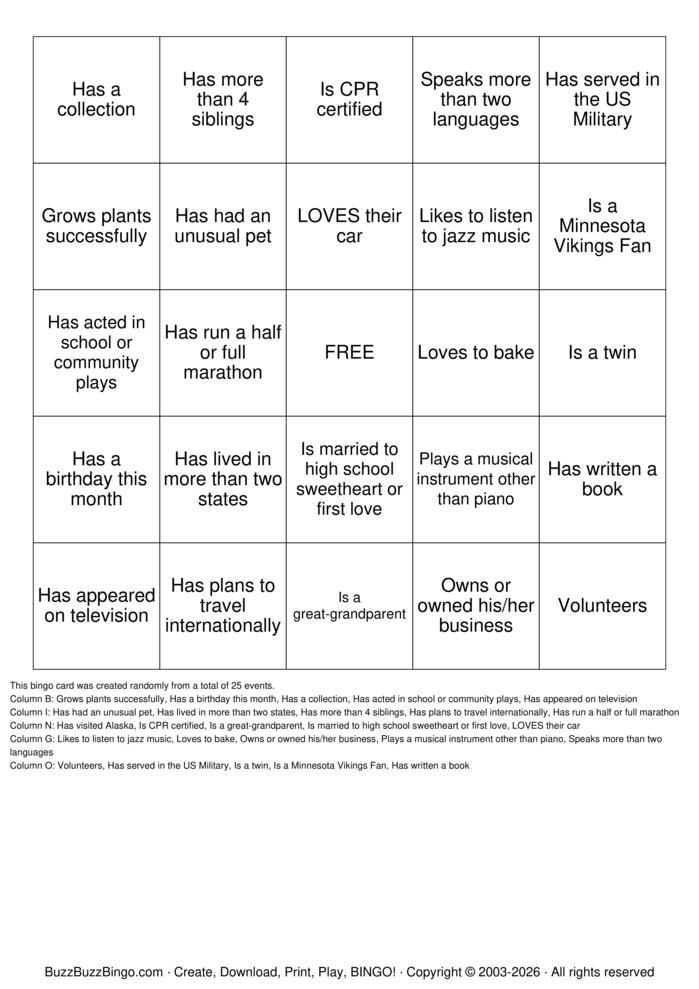 Download Free Get to Know Our Neighbors! Bingo Cards