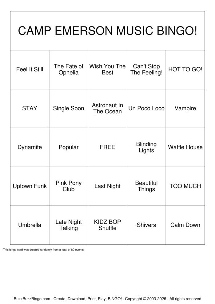Download Free Kidz Bop Kids Music Bingo Cards Download Free Kidz Bop Kids Music Bingo Cards
