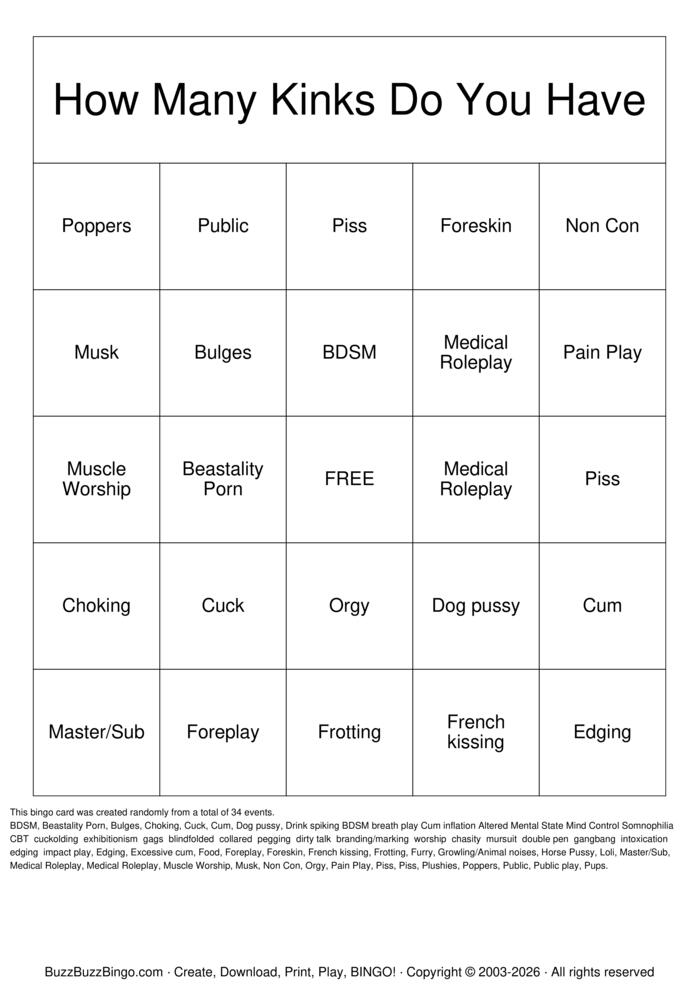 Download Free  Kink Bingo Bingo Cards
