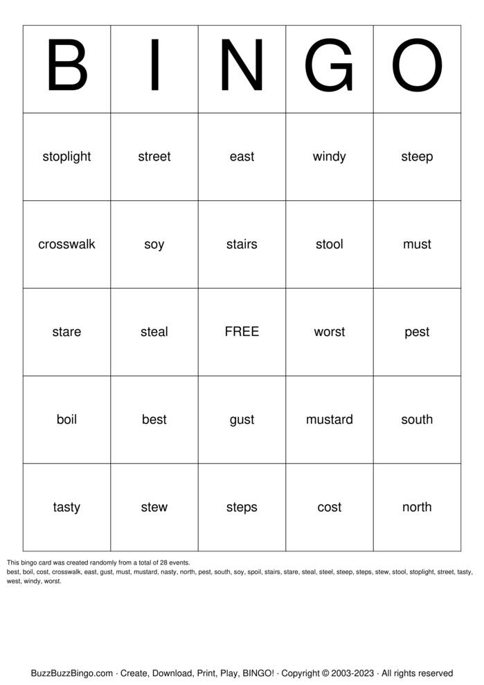 Vocabulary 3 Bingo Cards to Download, Print and Customize!