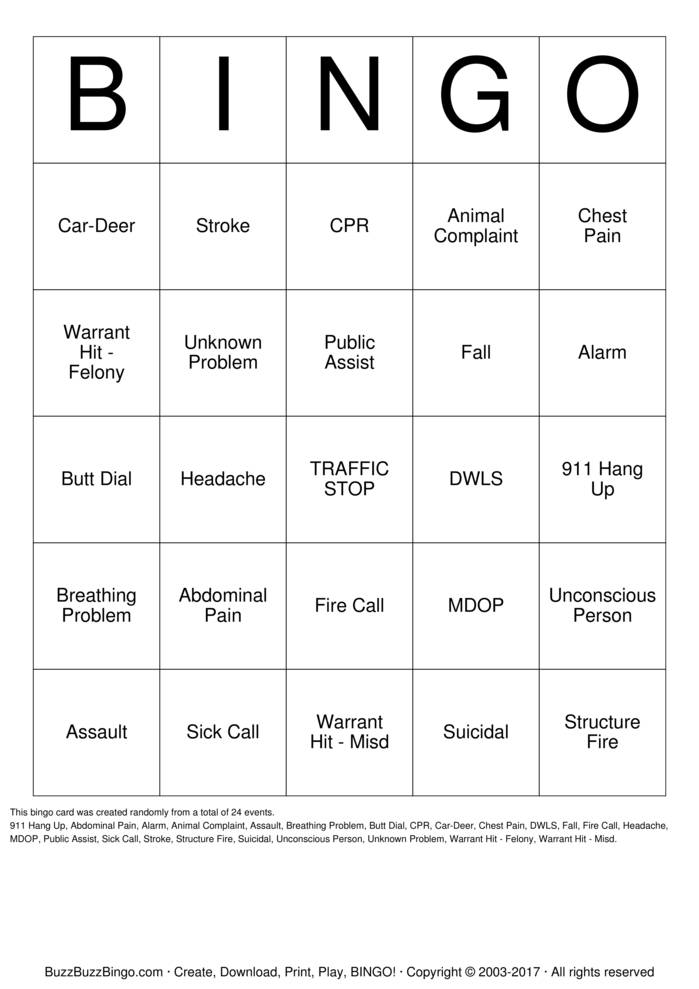 Download Free 911 Bingo Bingo Cards Download Free 911 Bingo Bingo Cards
