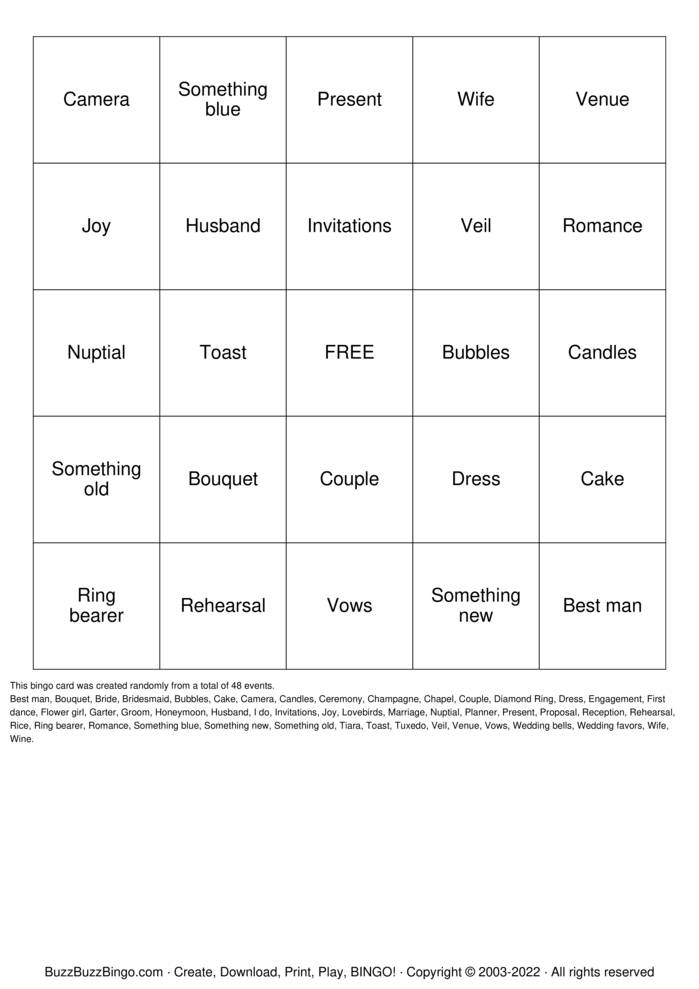 Bridal Bingo Cards to Download, Print and Customize!