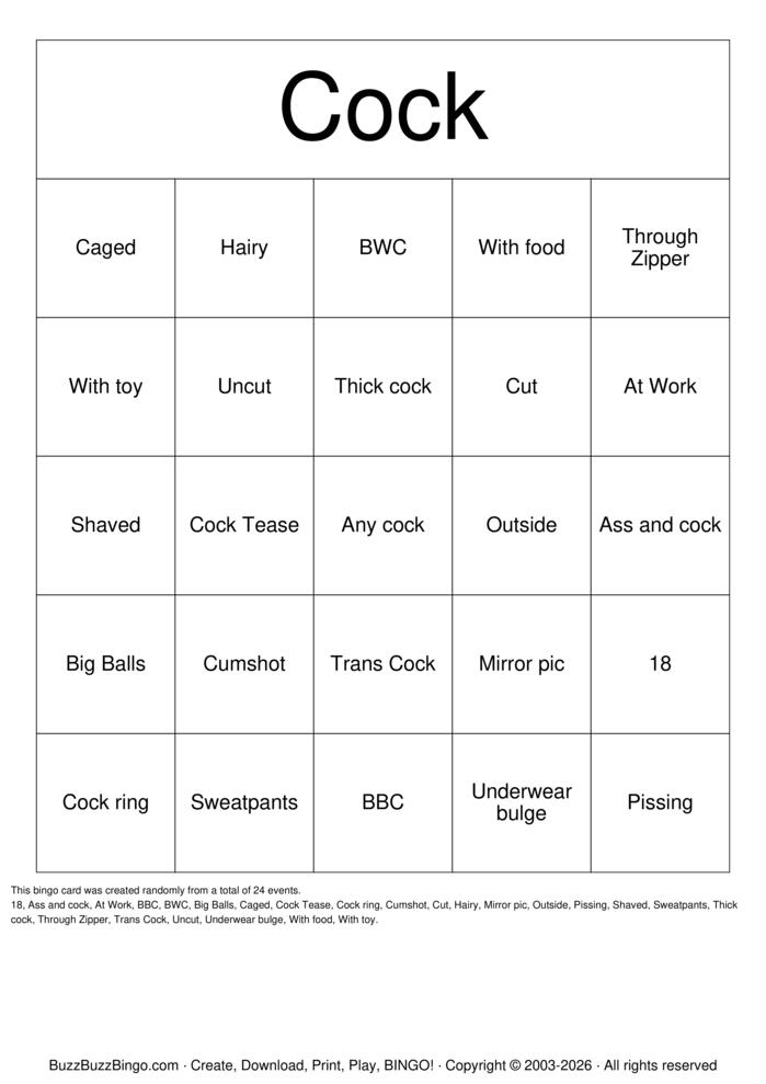 Download Free Cock Bingo Cards Download Free Cock Bingo Cards