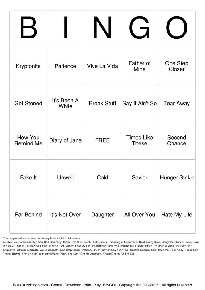 Download Free Custom Bingo Cards Download Free Custom Bingo Cards