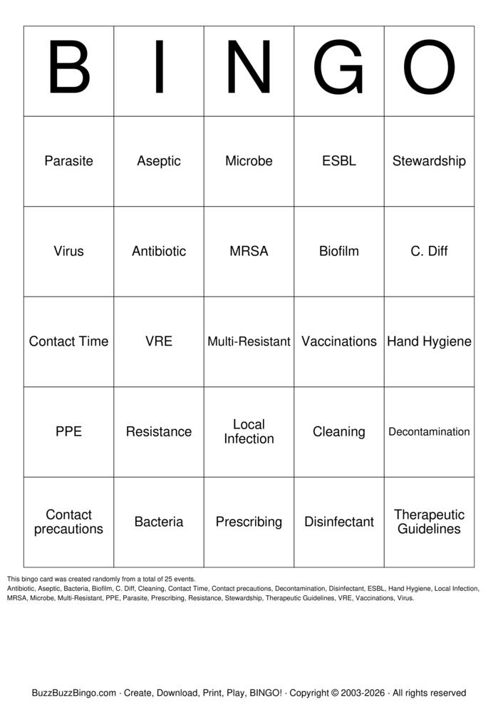 Download Free Infection Control Bingo Cards Download Free Infection Control Bingo Cards
