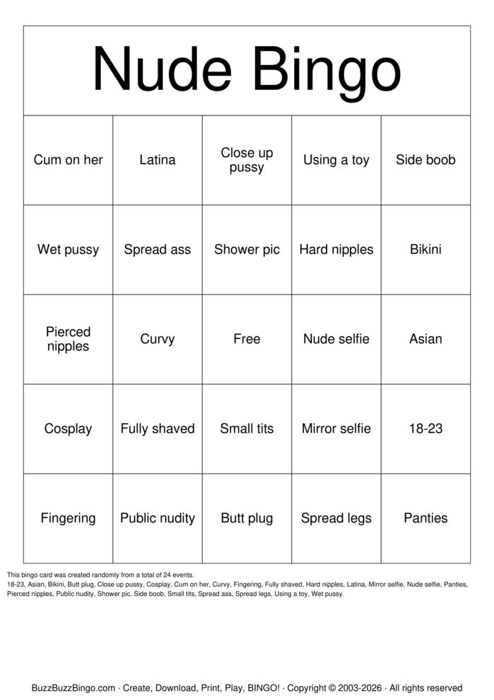 Download Free Nude Bingo Bingo Cards