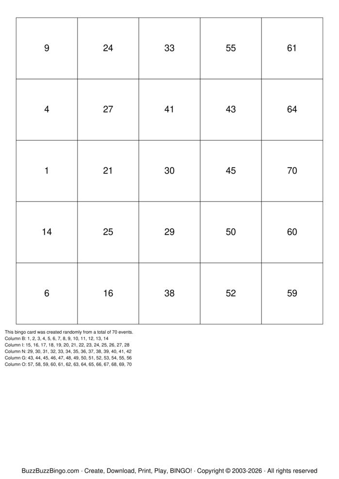 Download Free Numbers 1-70 Bingo Cards