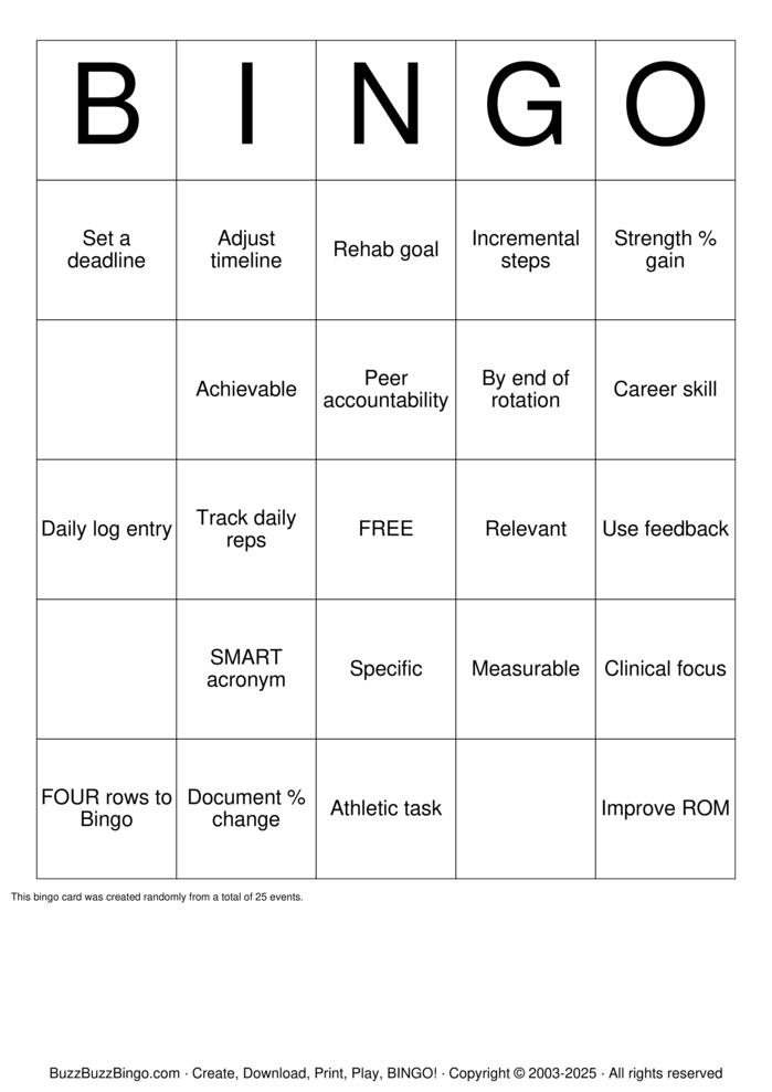 SMART Goals Bingo Cards to Download, Print and Customize!
